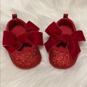 Red glitter holiday shoes